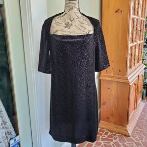 Vintage Black Velvet Party Dress Sparkly Shimmery
